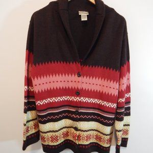 Epogee Brown Long Sleeve High Neck Button-Up Cardigan Wool Sweater Cardigan